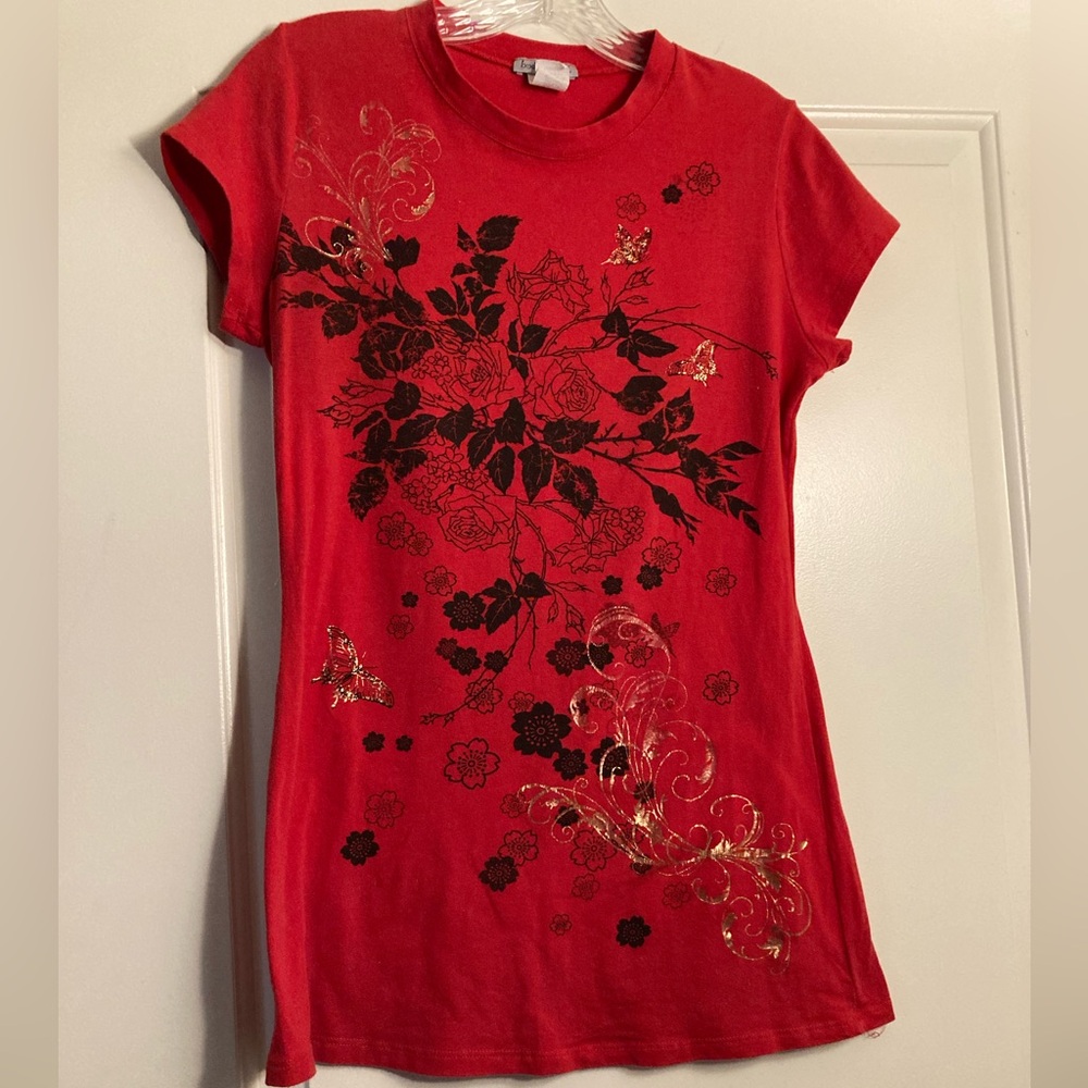 Vintage Bling Butterfly Floral Cotton Tee - Picture 2 of 7